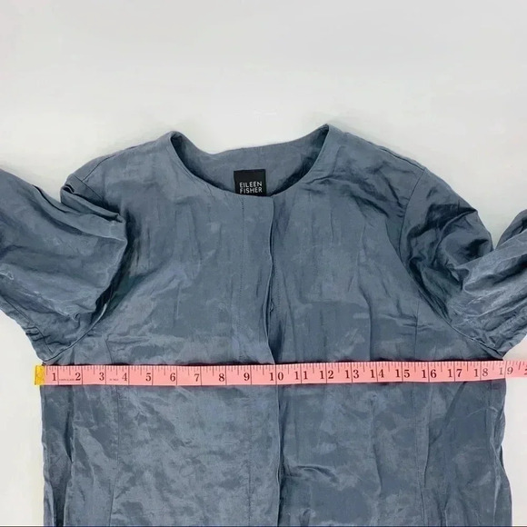 Eileen Fisher steel satin crinkle metallic jacket - Picture 5 of 12